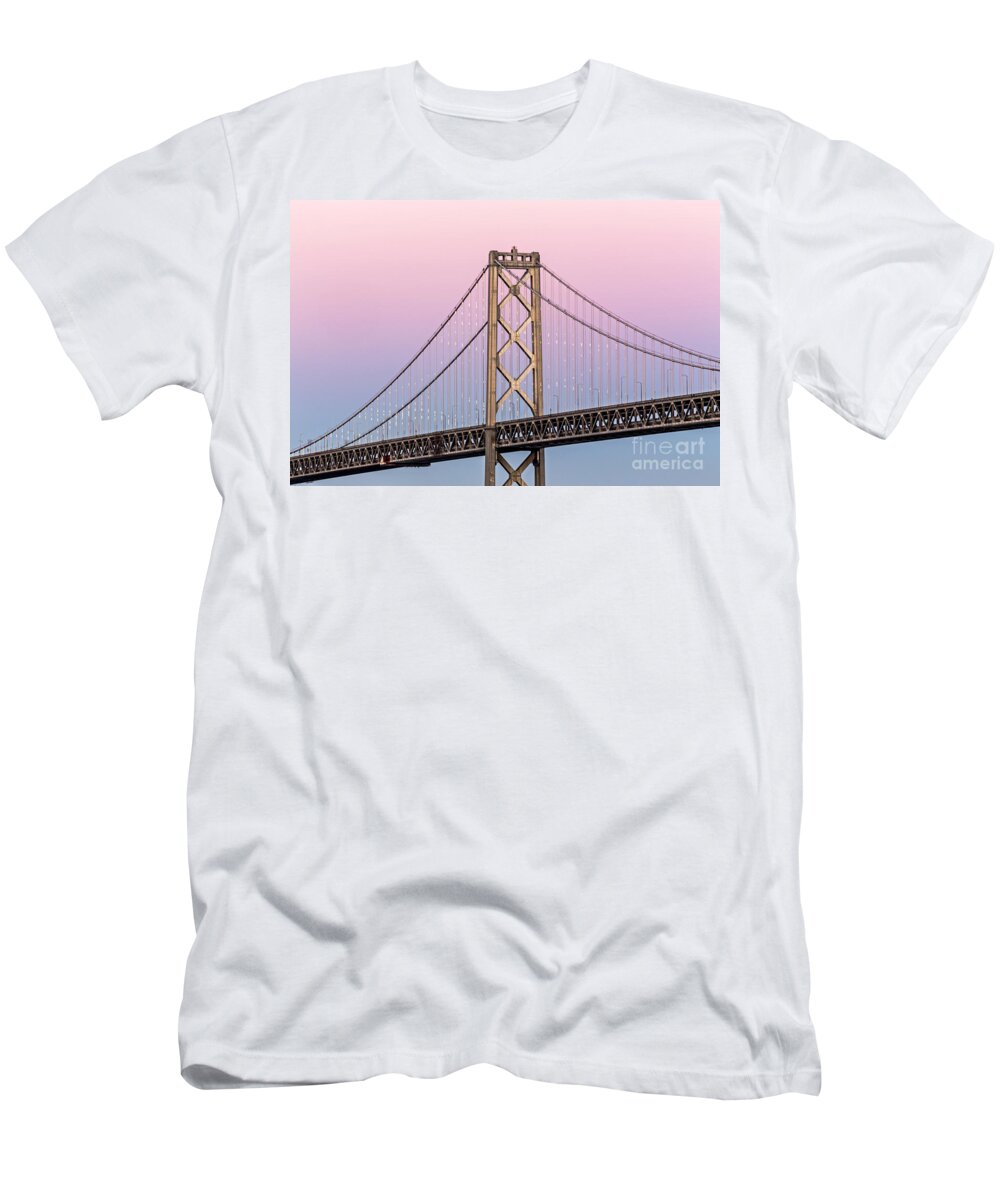 Bay Bridge T-Shirt featuring the photograph Bay Bridge Lights at Sunset by Kate Brown