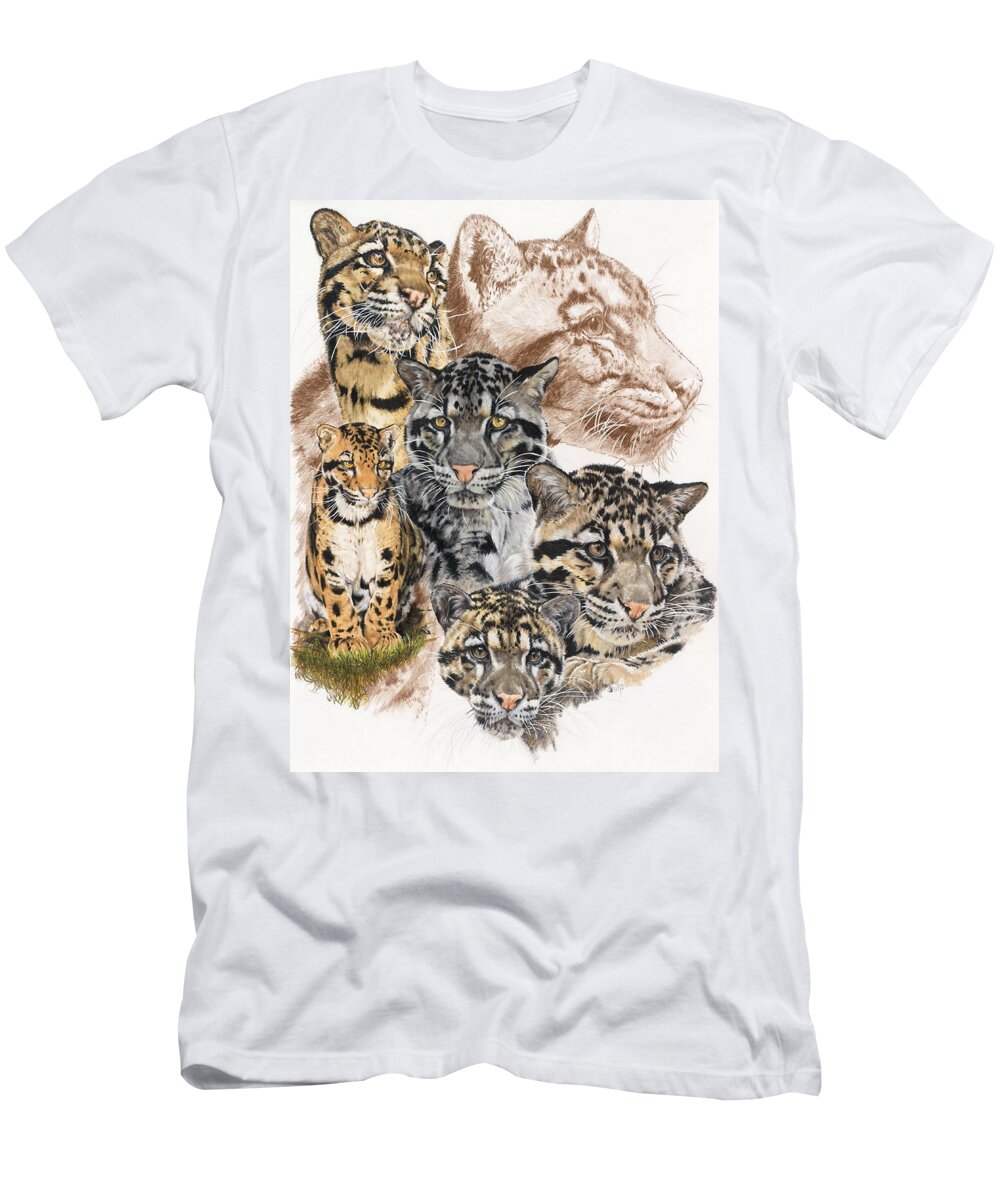 Clouded Leopard T-Shirt featuring the mixed media Cloudburst by Barbara Keith
