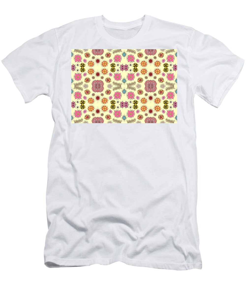 Floral T-Shirt featuring the mixed media Floral burst #1 by Sumit Mehndiratta