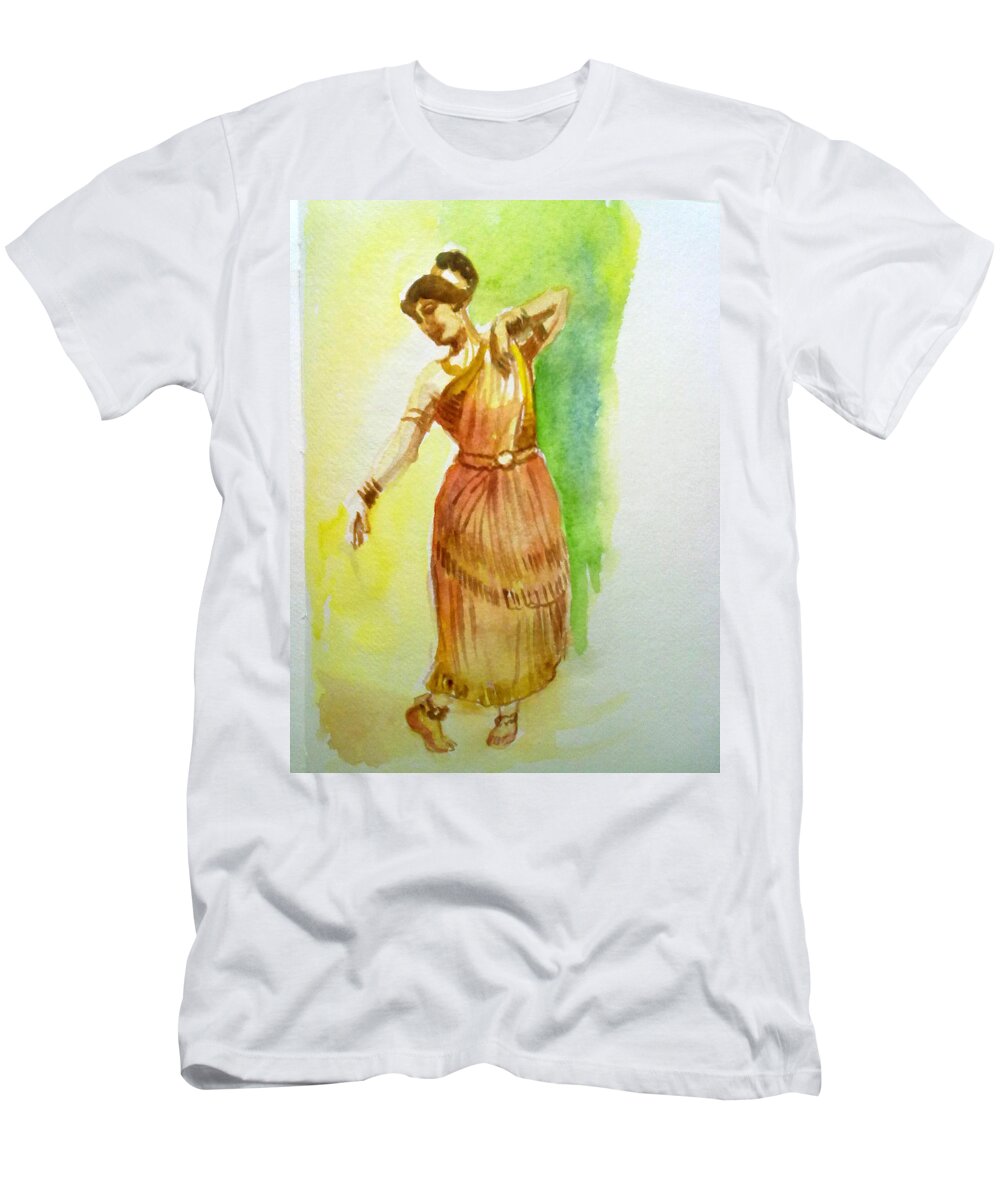 Indian Dancer- Mohiniattam T-Shirt featuring the painting Indian Dancer #1 by Asha Sudhaker Shenoy