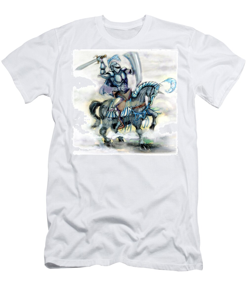 Knight T-Shirt featuring the digital art Knight #1 by Kevin Middleton
