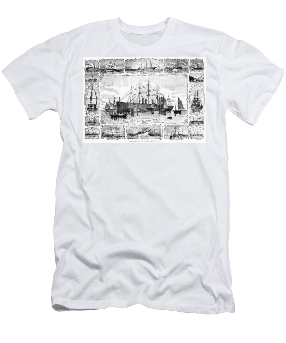 1858 T-Shirt featuring the painting Ships Great Eastern, 1858 #1 by Granger