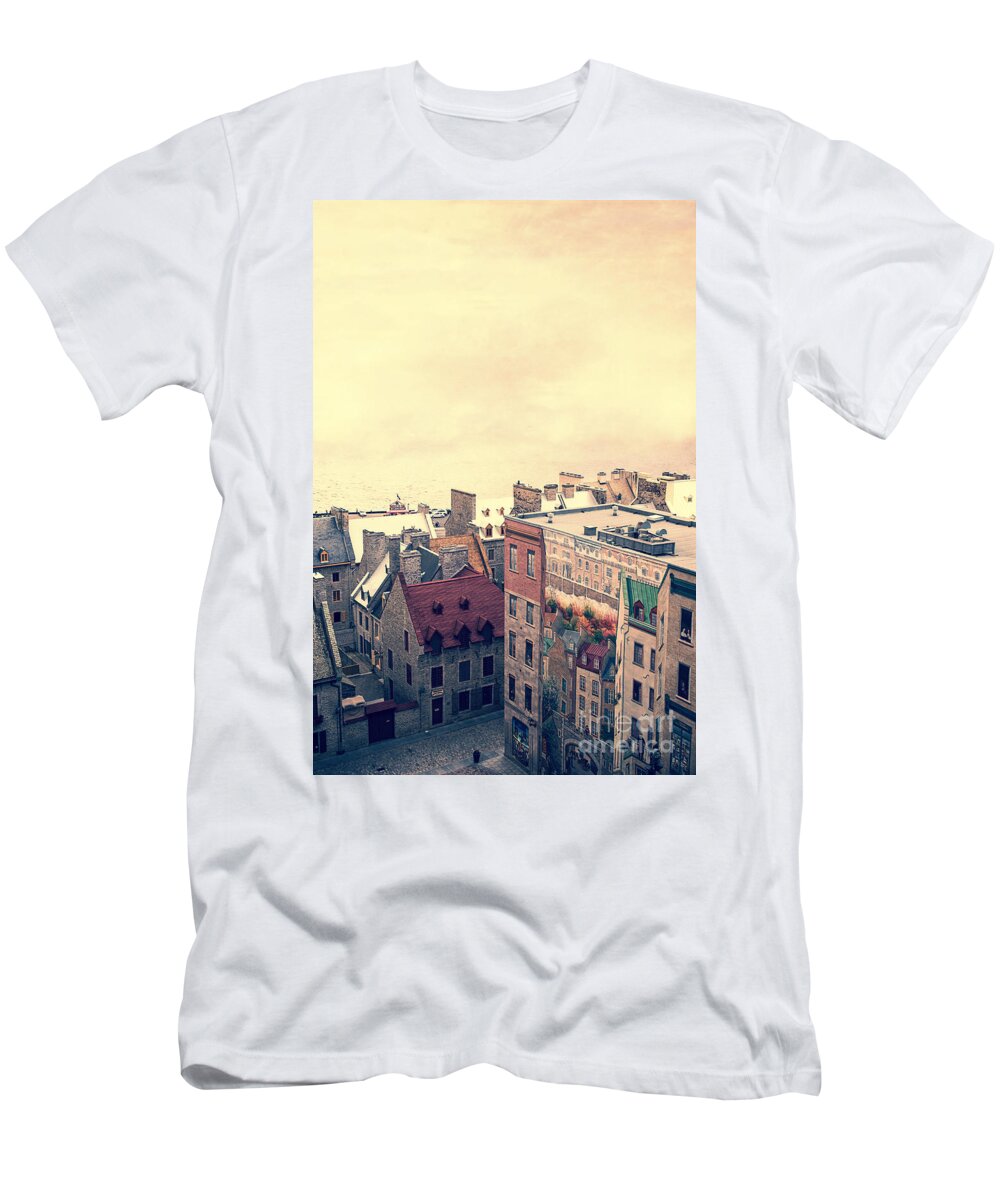 Building T-Shirt featuring the photograph Streets of Old Quebec City #1 by Edward Fielding