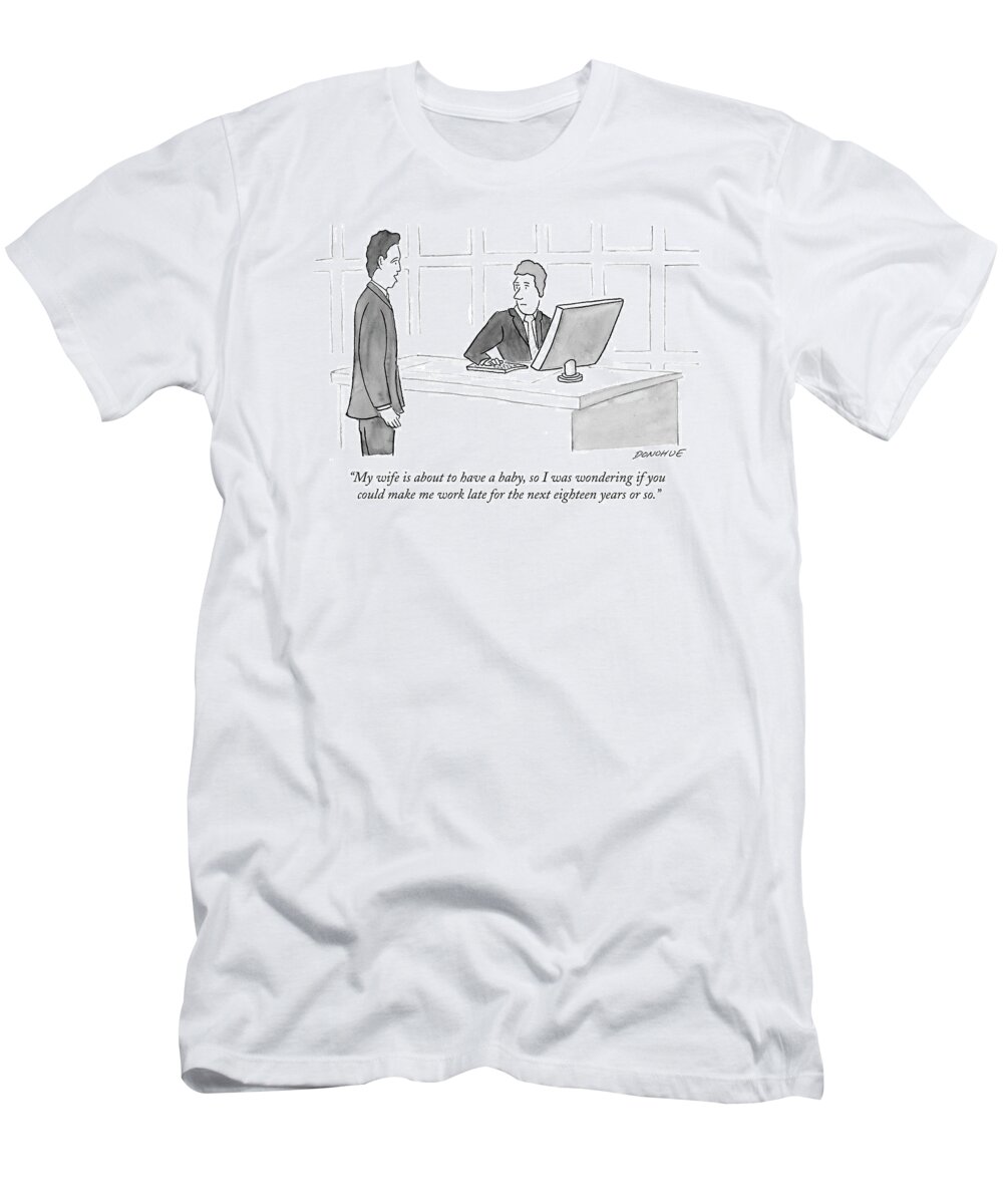 Husband T-Shirt featuring the drawing My Wife Is About To Have A Baby by John Donohue