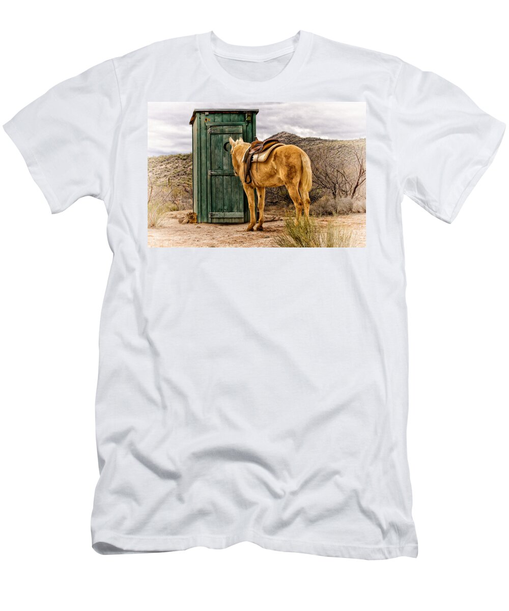 Outhouse T-Shirt featuring the photograph Waiting by Susan Kordish