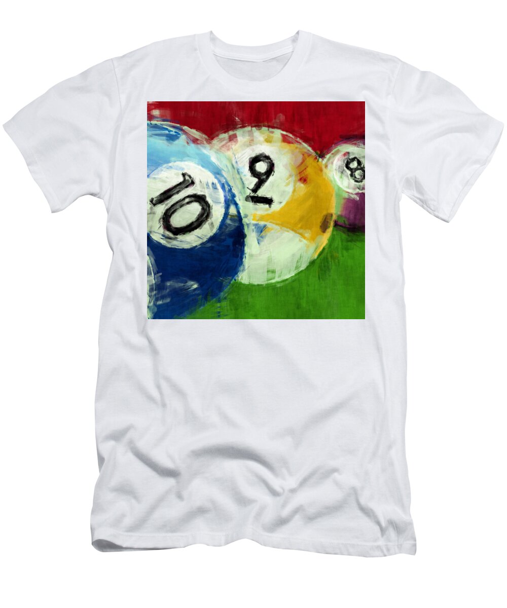 10 T-Shirt featuring the digital art 10 9 8 Billiards Abstract by David G Paul