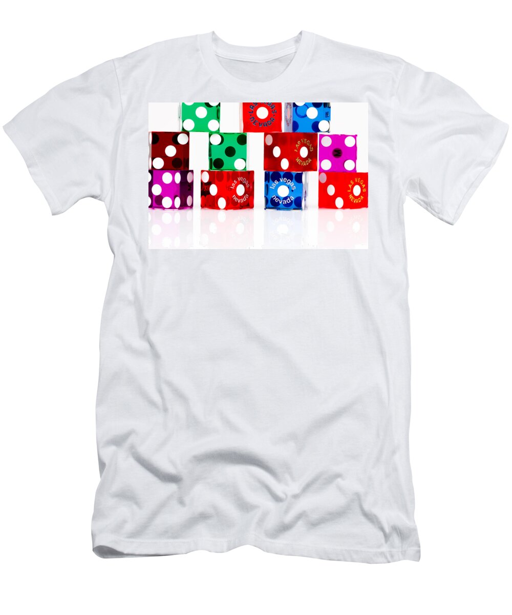 Las Vegas T-Shirt featuring the photograph Colorful Dice by Raul Rodriguez