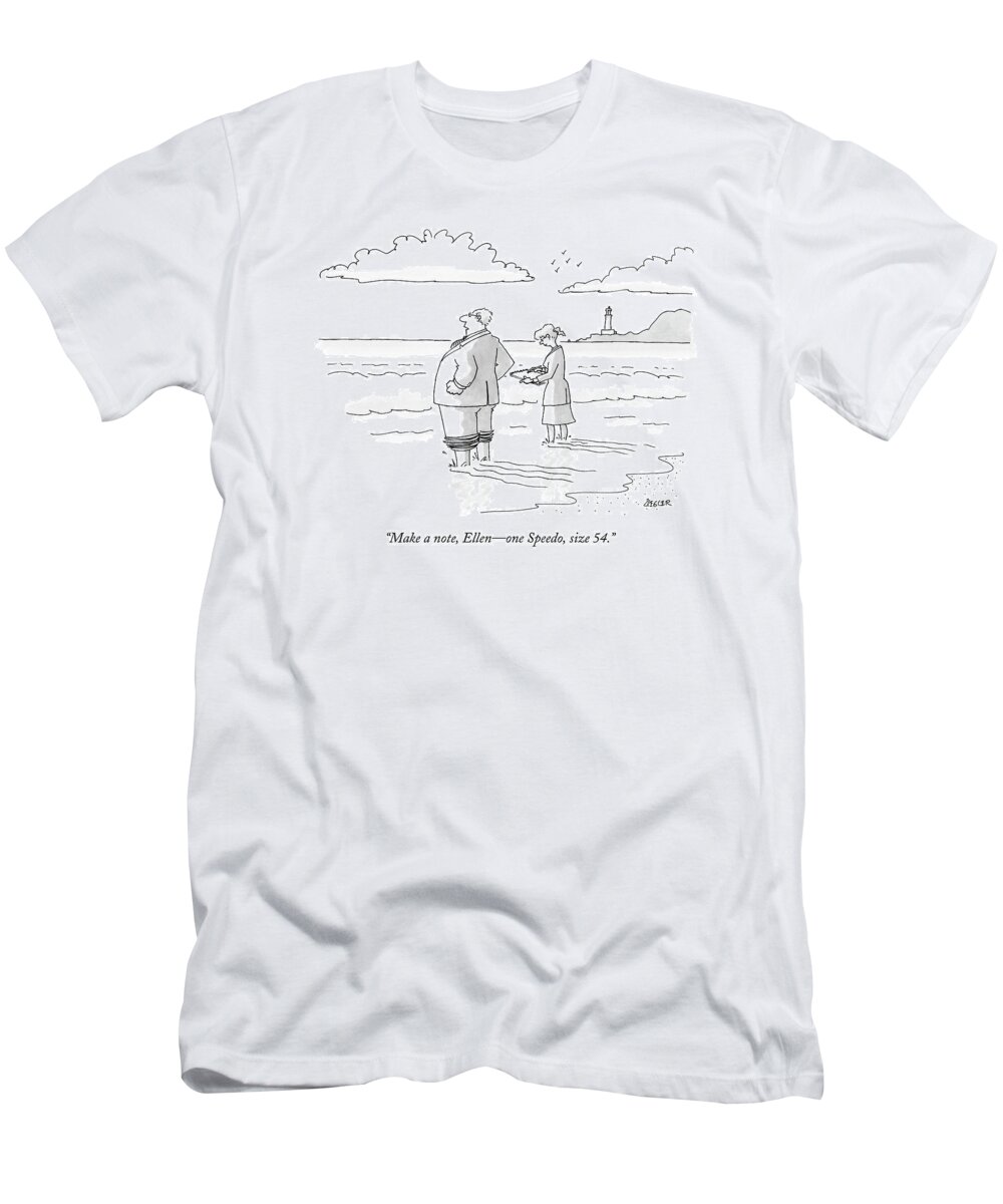 Fashion T-Shirt featuring the drawing Make A Note by Jack Ziegler