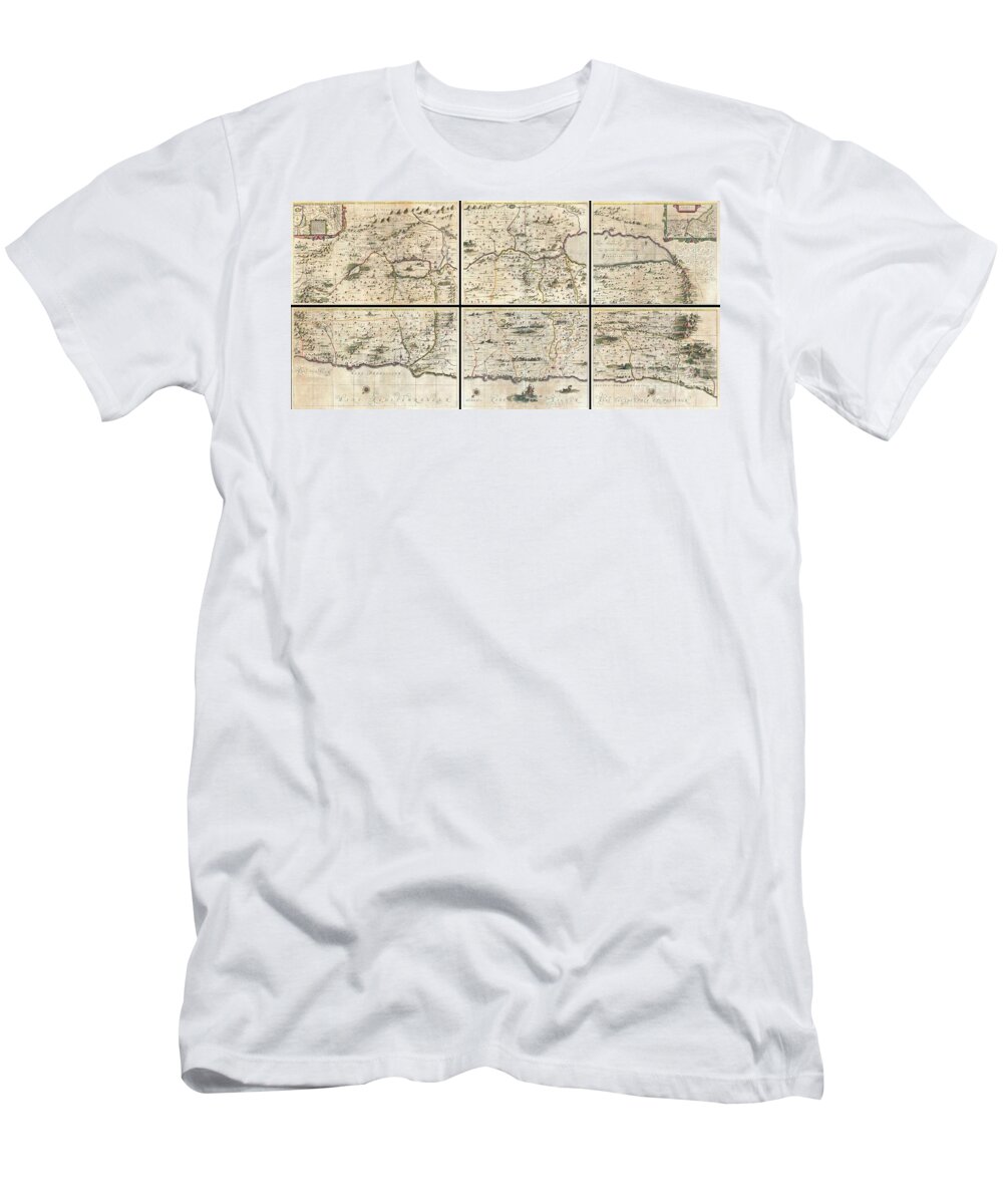 An Extraordinarily Rare Map T-Shirt featuring the photograph 1662 Jansson and Hornius Map of the Holy Land Israel and Palestine by Paul Fearn