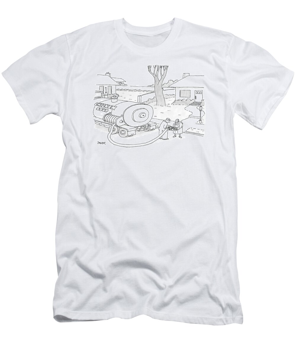 Chicken Soup T-Shirt featuring the drawing New Yorker March 17th, 2008 by Jack Ziegler