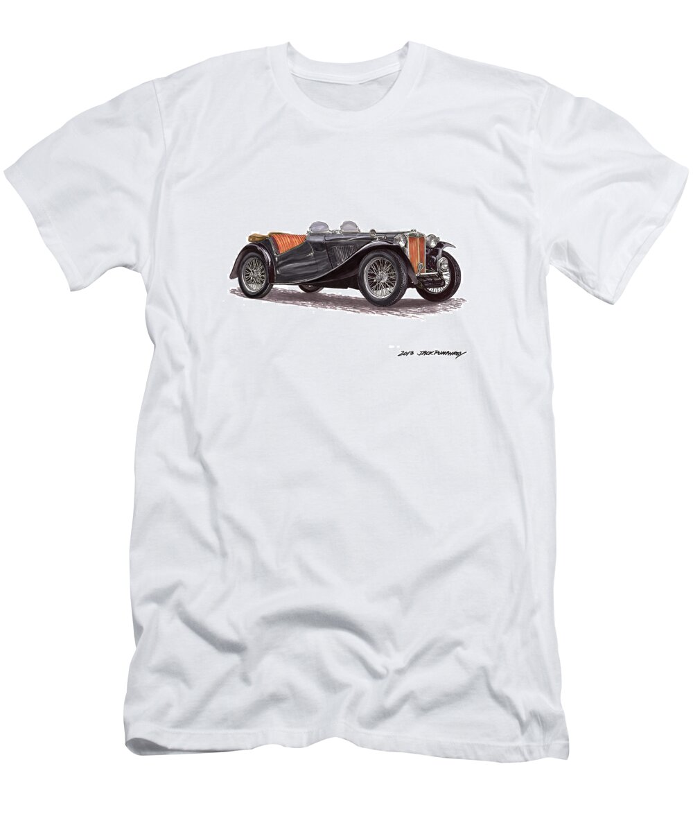 Classic Sport Car Art T-Shirt featuring the painting 1949 M G T C by Jack Pumphrey