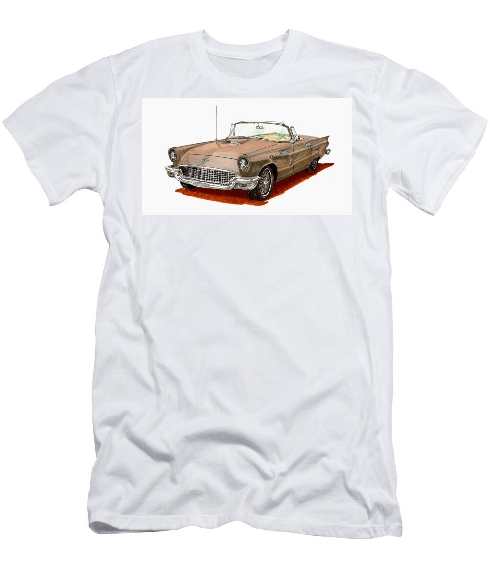 1957 Ford T-bird T-Shirt featuring the painting 1957 Thunderbird by Jack Pumphrey