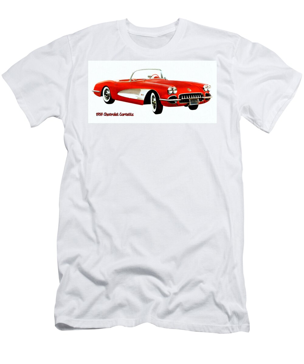 1959 Corvette T-Shirt featuring the digital art 1959 Corvette by Walter Colvin