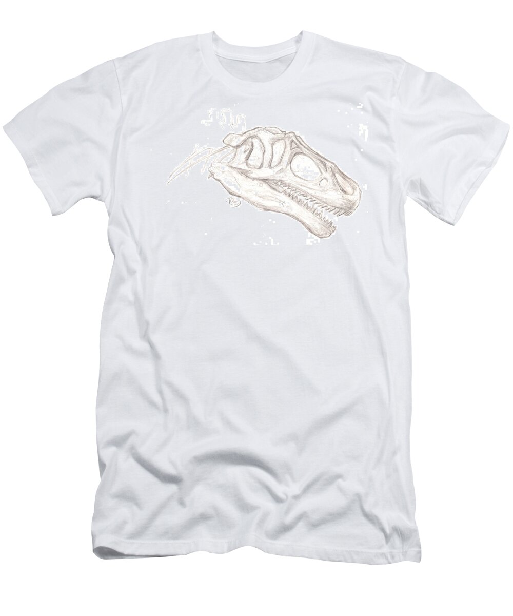 Dino T-Shirt featuring the drawing Allosaurus Skull by Jeffrey Oleniacz