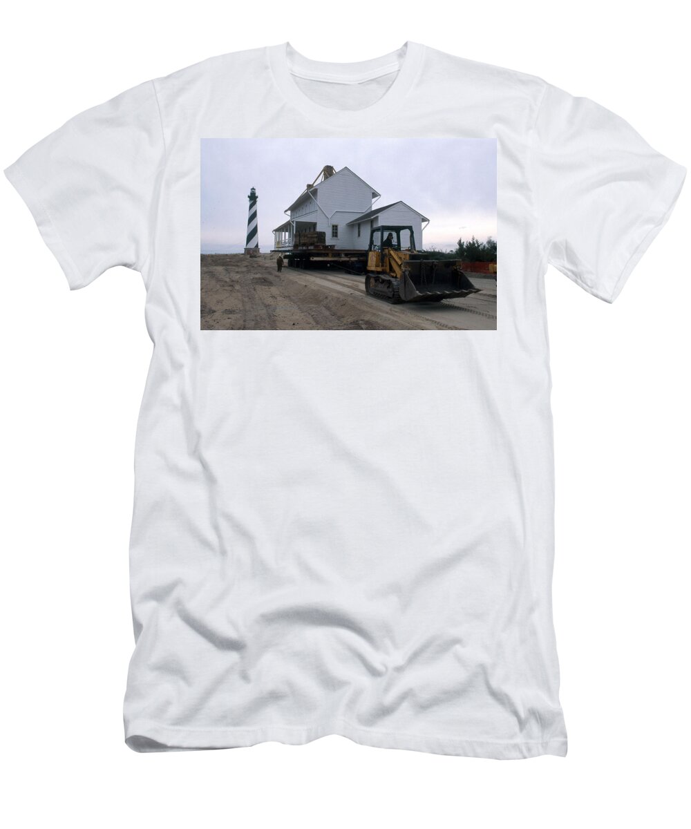 North Carolina T-Shirt featuring the photograph Cape Hatteras Lighthouse Relocation #2 by Bruce Roberts
