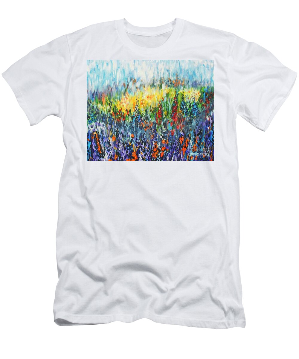 Glowy Clearing T-Shirt featuring the painting Glowy Clearing by Holly Carmichael