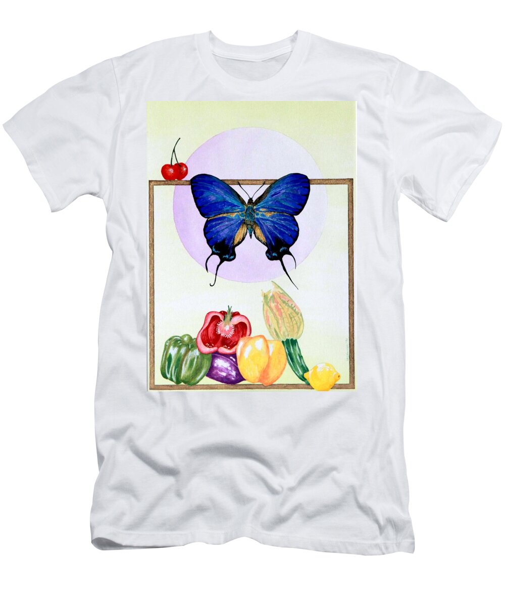 Still Life With Moth T-Shirt featuring the painting Still Life with Moth #2 by Thomas Gronowski