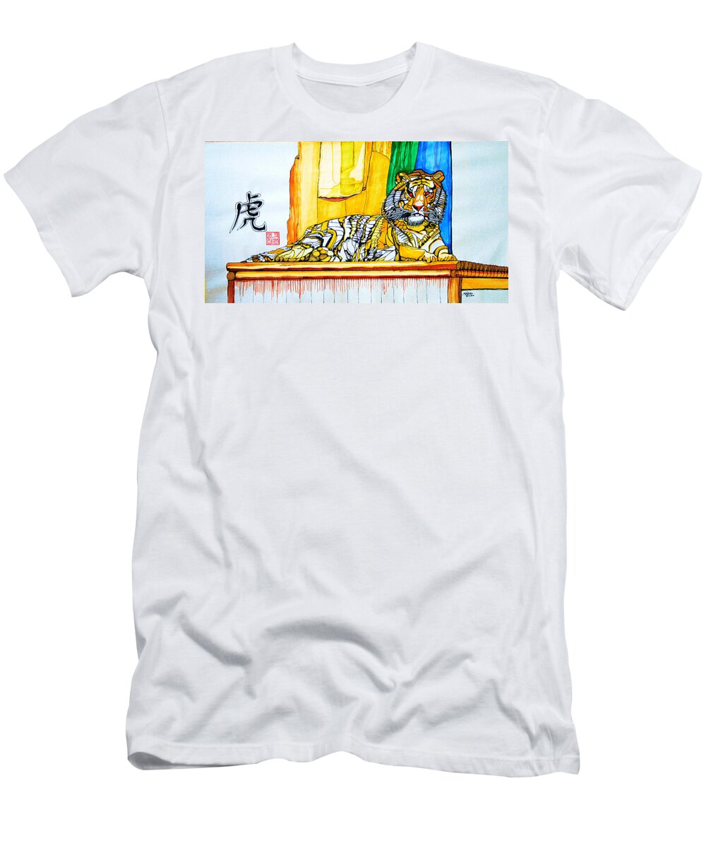Acrylic Painting T-Shirt featuring the painting 2010 Year of the Tiger by Michael C Crane