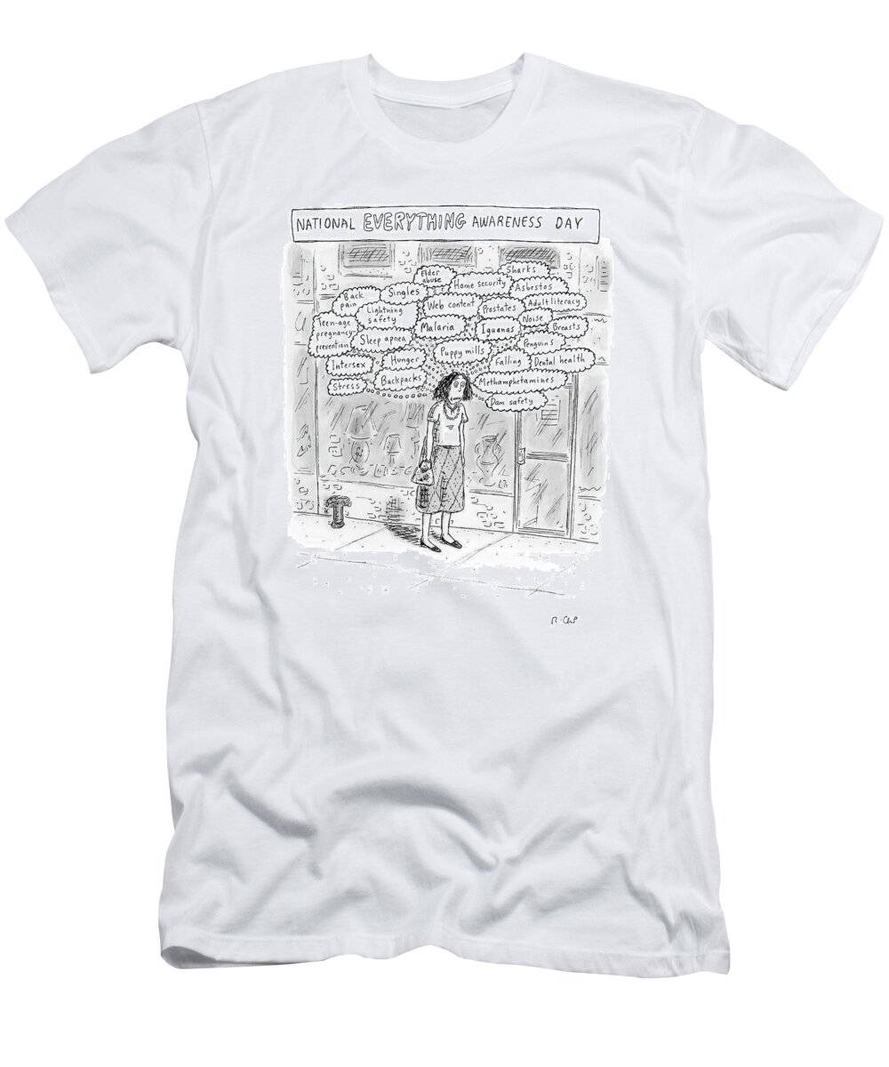 Fear T-Shirt featuring the drawing New Yorker September 3rd, 2007 by Roz Chast