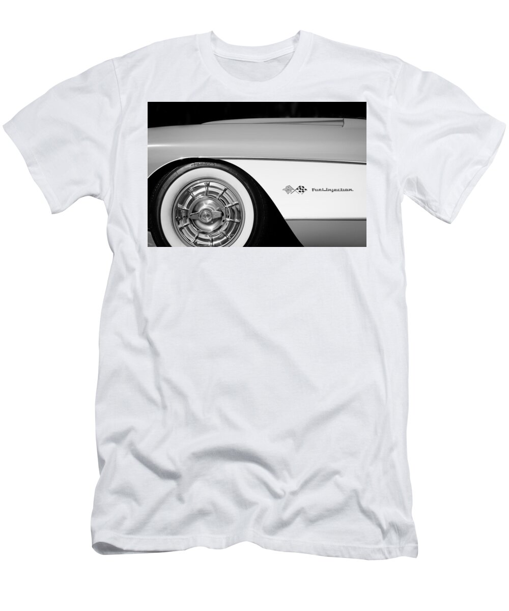 1957 Chevrolet Corvette Wheel Emblem T-Shirt featuring the photograph 1957 Chevrolet Corvette Wheel Emblem #3 by Jill Reger