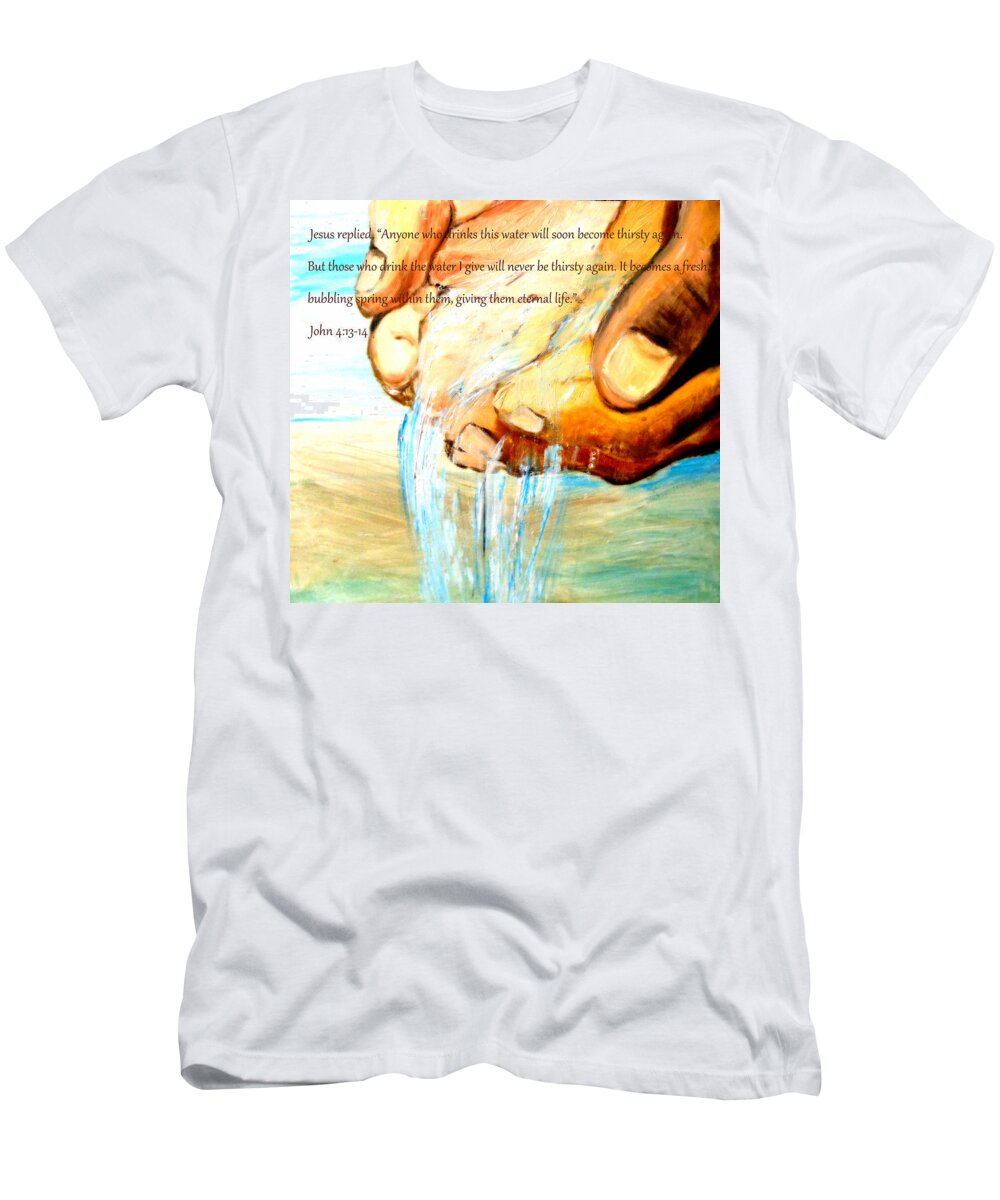 Jesus Answered T-Shirt featuring the painting Jesus Loves you #3 by Amanda Dinan