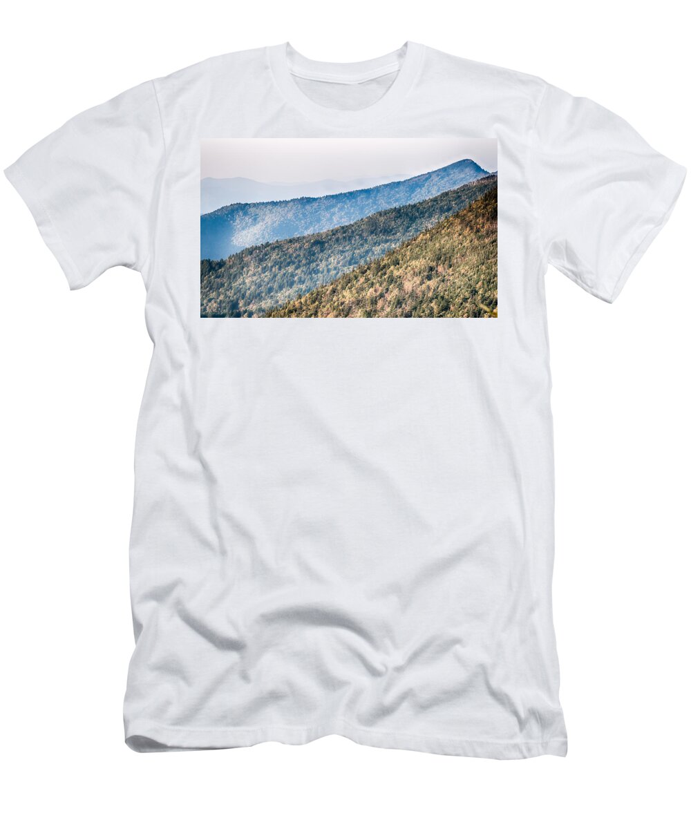 Sunset T-Shirt featuring the photograph The simple layers of the Smokies at sunset - Smoky Mountain Nat. #3 by Alex Grichenko