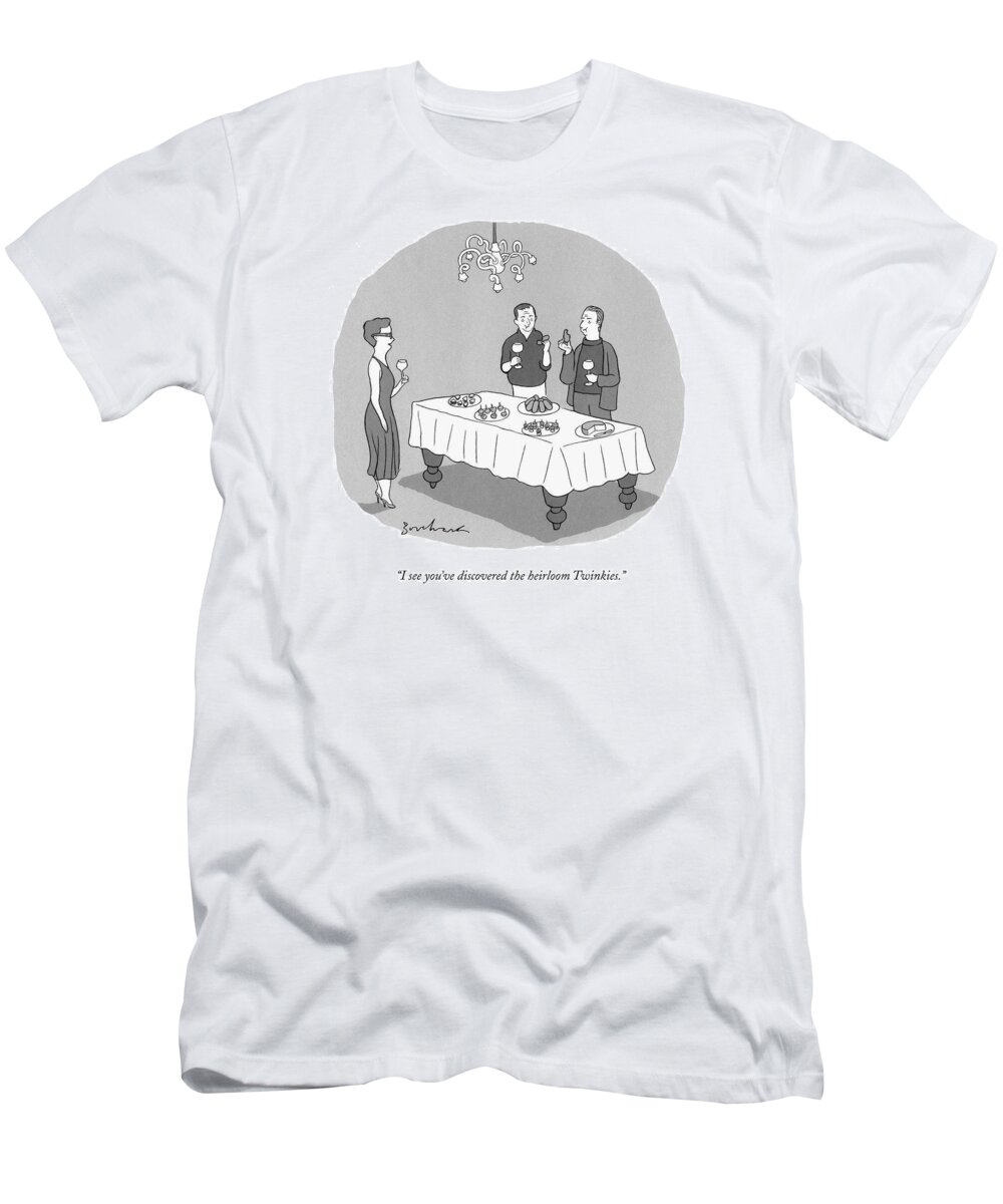 Dinner Party T-Shirt featuring the drawing I See You've Discovered The Heirloom Twinkies by David Borchart