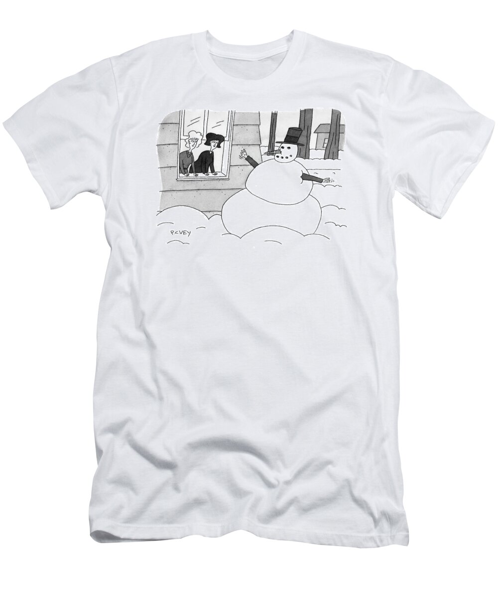 Snowman T-Shirt featuring the drawing New Yorker January 21st, 2008 by Peter C. Vey