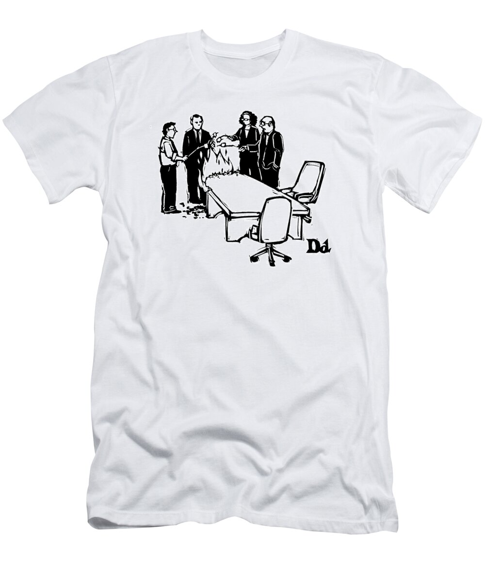 Captionless T-Shirt featuring the drawing New Yorker July 28th, 2008 by Drew Dernavich