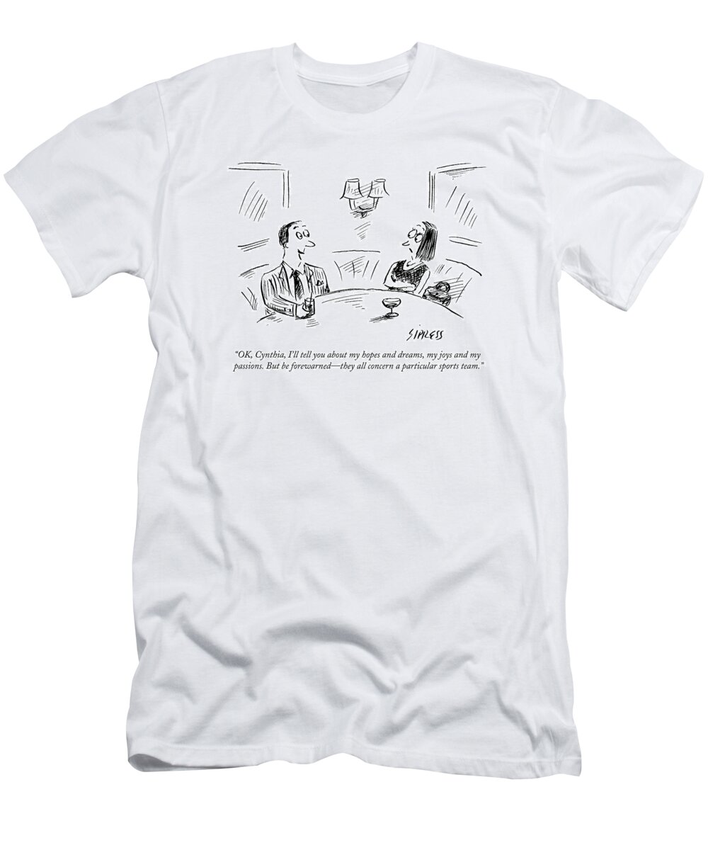 Sports T-Shirt featuring the drawing Ok, Cynthia, I'll Tell You About My Hopes by David Sipress
