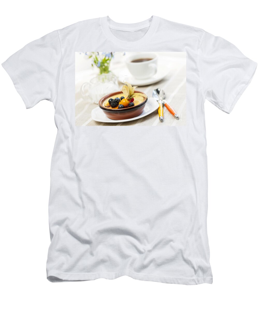 Creme Brulee T-Shirt featuring the photograph Creme brulee dessert 1 by Elena Elisseeva