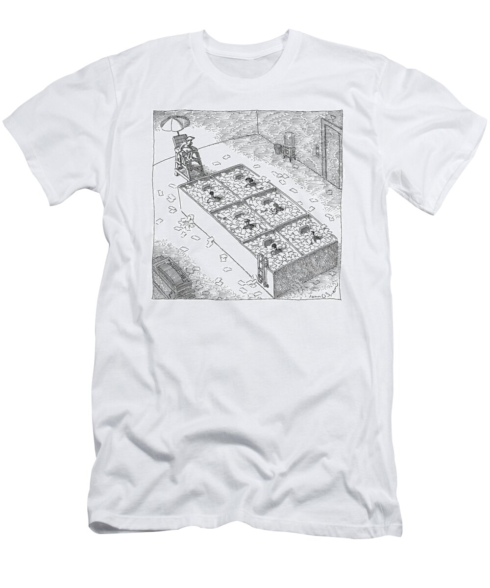 Paper Cubicles T-Shirt featuring the drawing Captionless; Paper Cubicles by John O'Brien