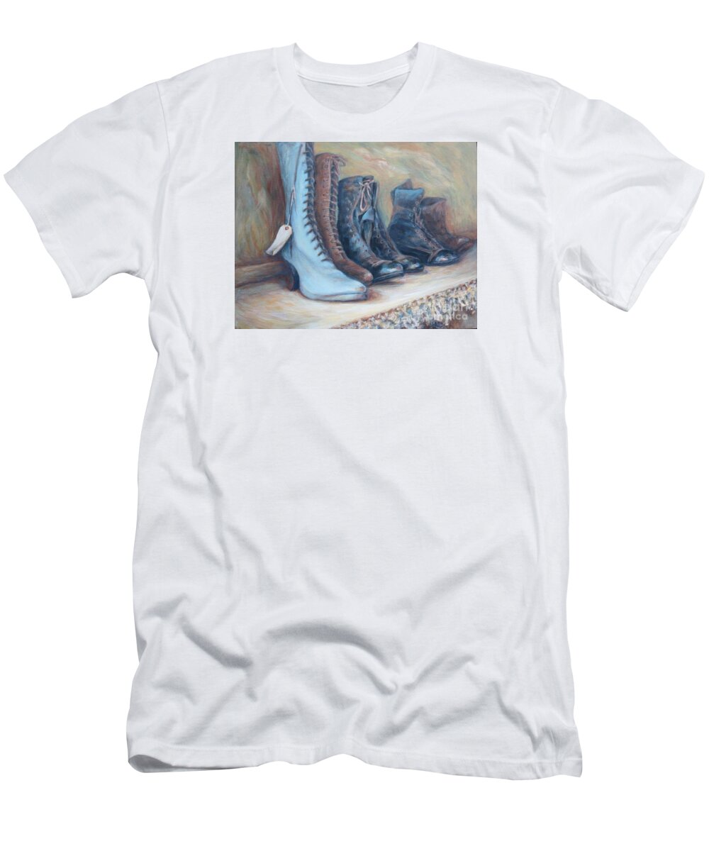 Boots T-Shirt featuring the painting 6 Boots by Linda Hall