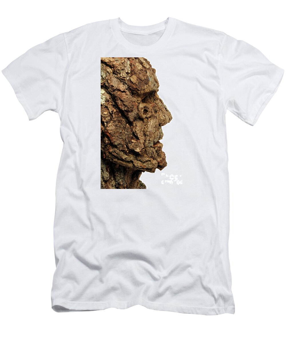 Art T-Shirt featuring the mixed media Revered  A natural portrait bust sculpture by Adam Long #7 by Adam Long