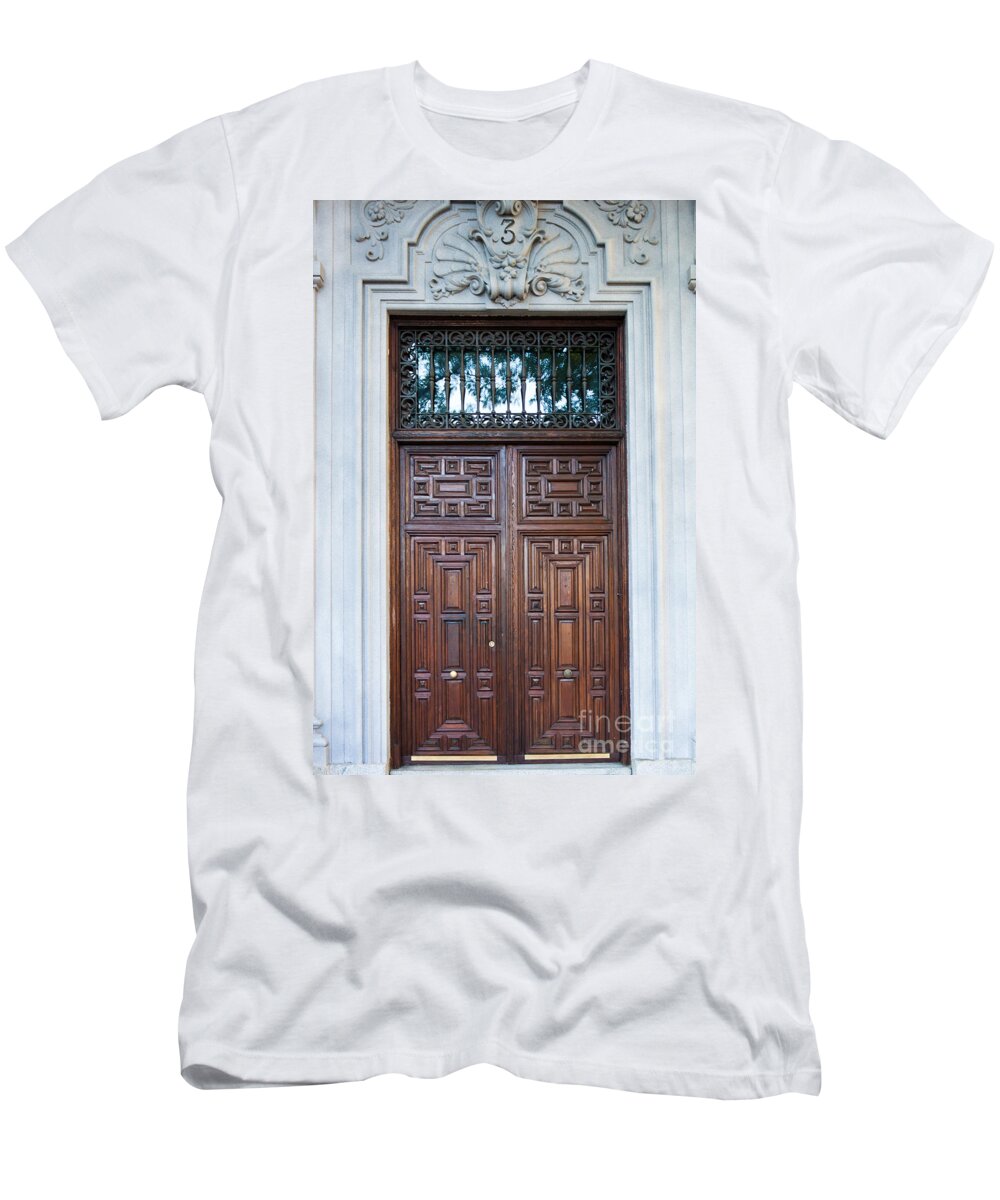 Architecture T-Shirt featuring the photograph Distinctive Doors in Madrid Spain #7 by Thomas Marchessault