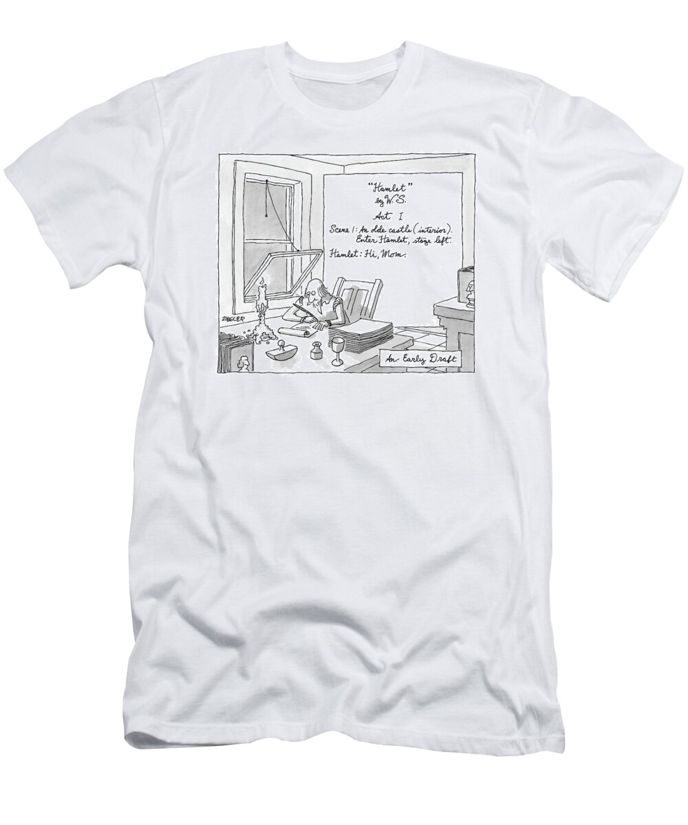Captionless T-Shirt featuring the drawing New Yorker August 4th, 2008 by Jack Ziegler