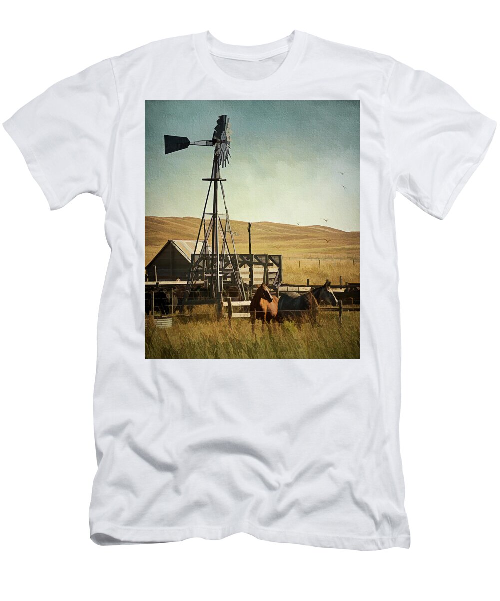 Farm T-Shirt featuring the photograph A Beautiful Nebraska Sandhills Farm by Priscilla Burgers