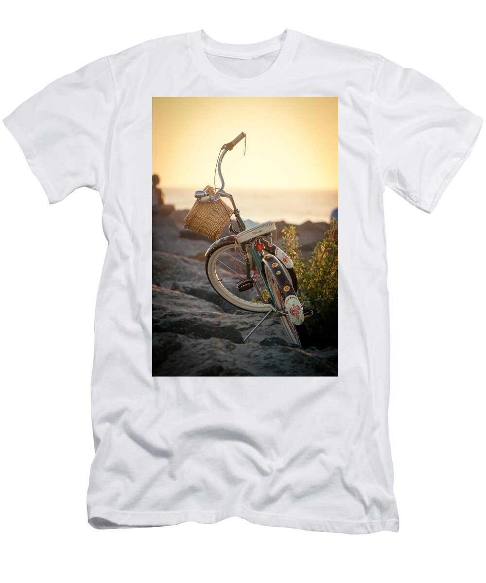 Beach T-Shirt featuring the photograph A Bike and Chi by Peter Tellone