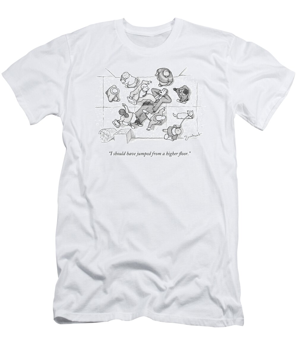 Business T-Shirt featuring the drawing A Busy Street Of Pedestrians by David Borchart