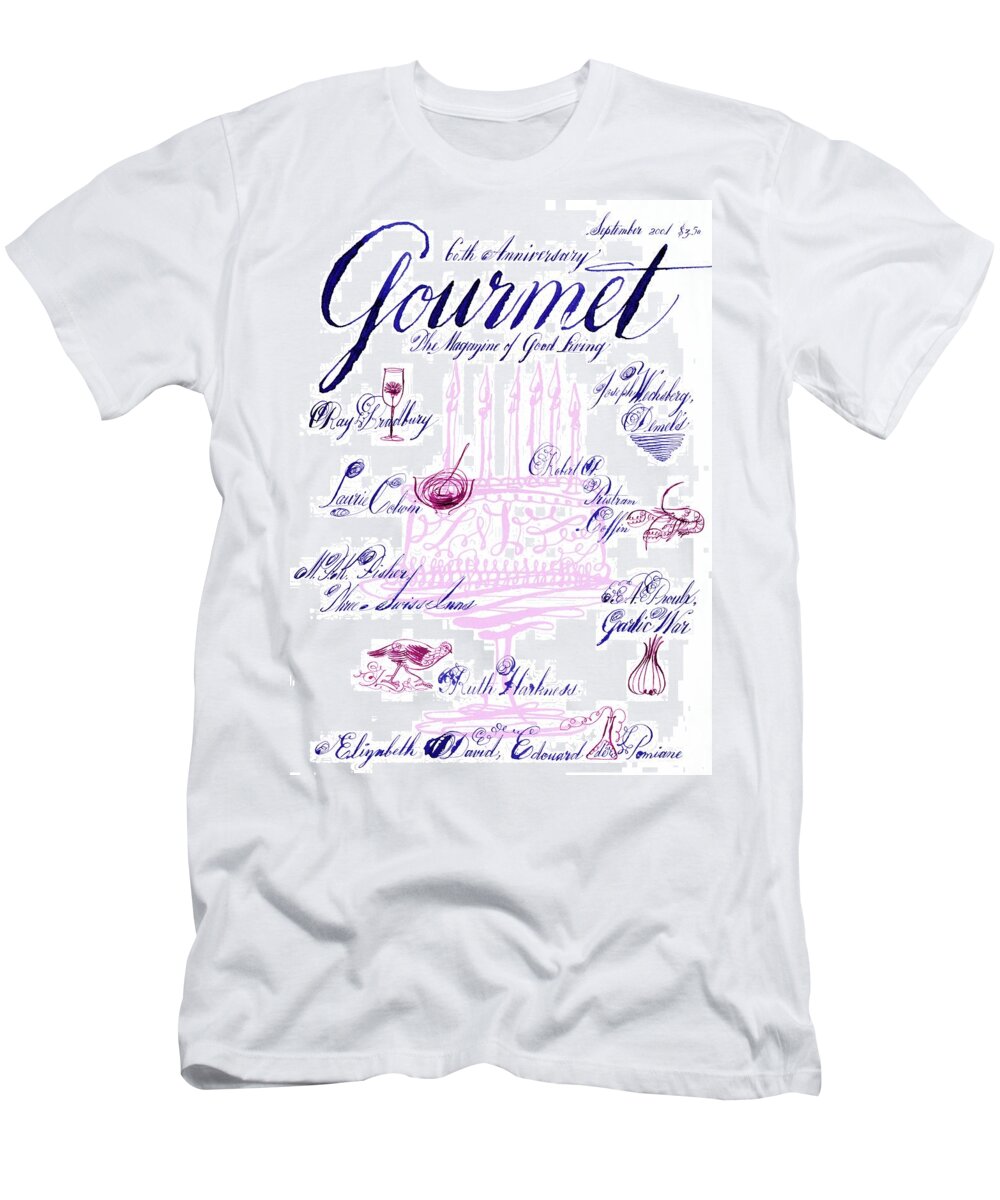 Illustration T-Shirt featuring the photograph A Calligraphy Illustration Celebrating Sixty by Elvis Swift