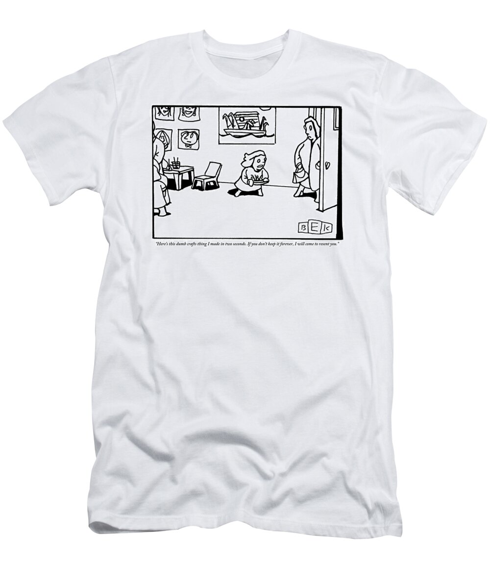 Parents T-Shirt featuring the drawing A Child Hands A Piece Of Art She Made by Bruce Eric Kaplan