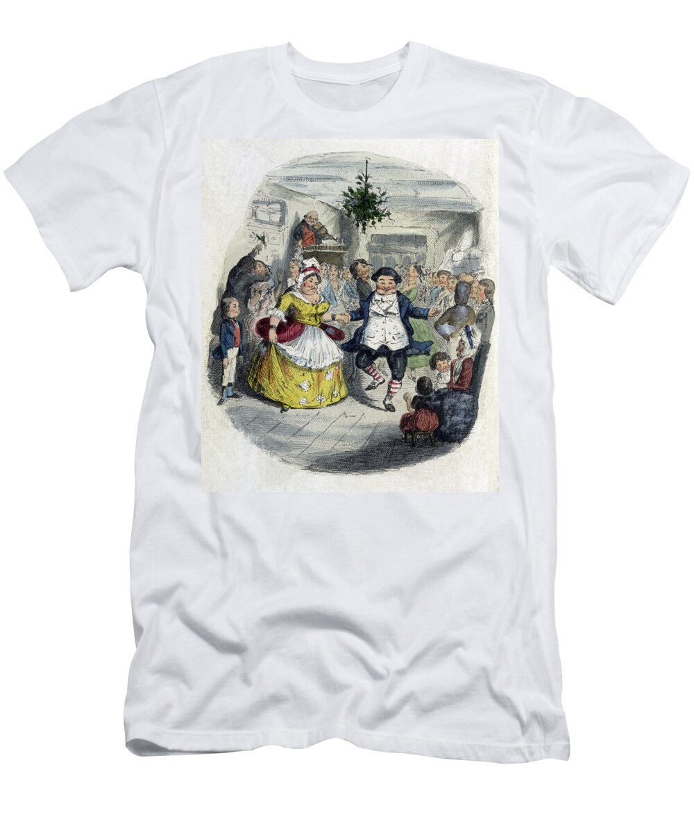 Literature T-Shirt featuring the photograph A Christmas Carol, Mr. Fezziwigs Ball by British Library