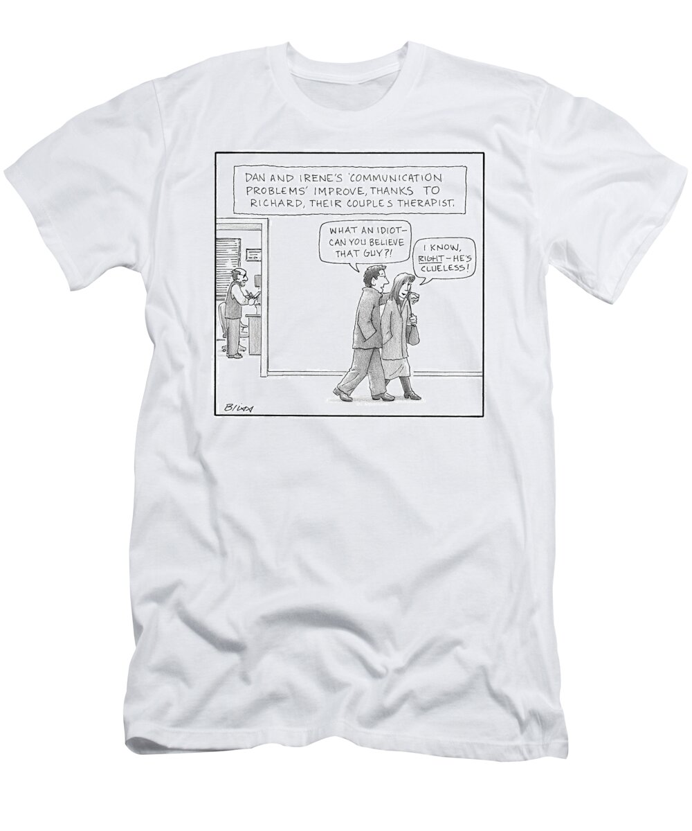 Captionless T-Shirt featuring the drawing A Couple Badmouths Their Therapist by Harry Bliss