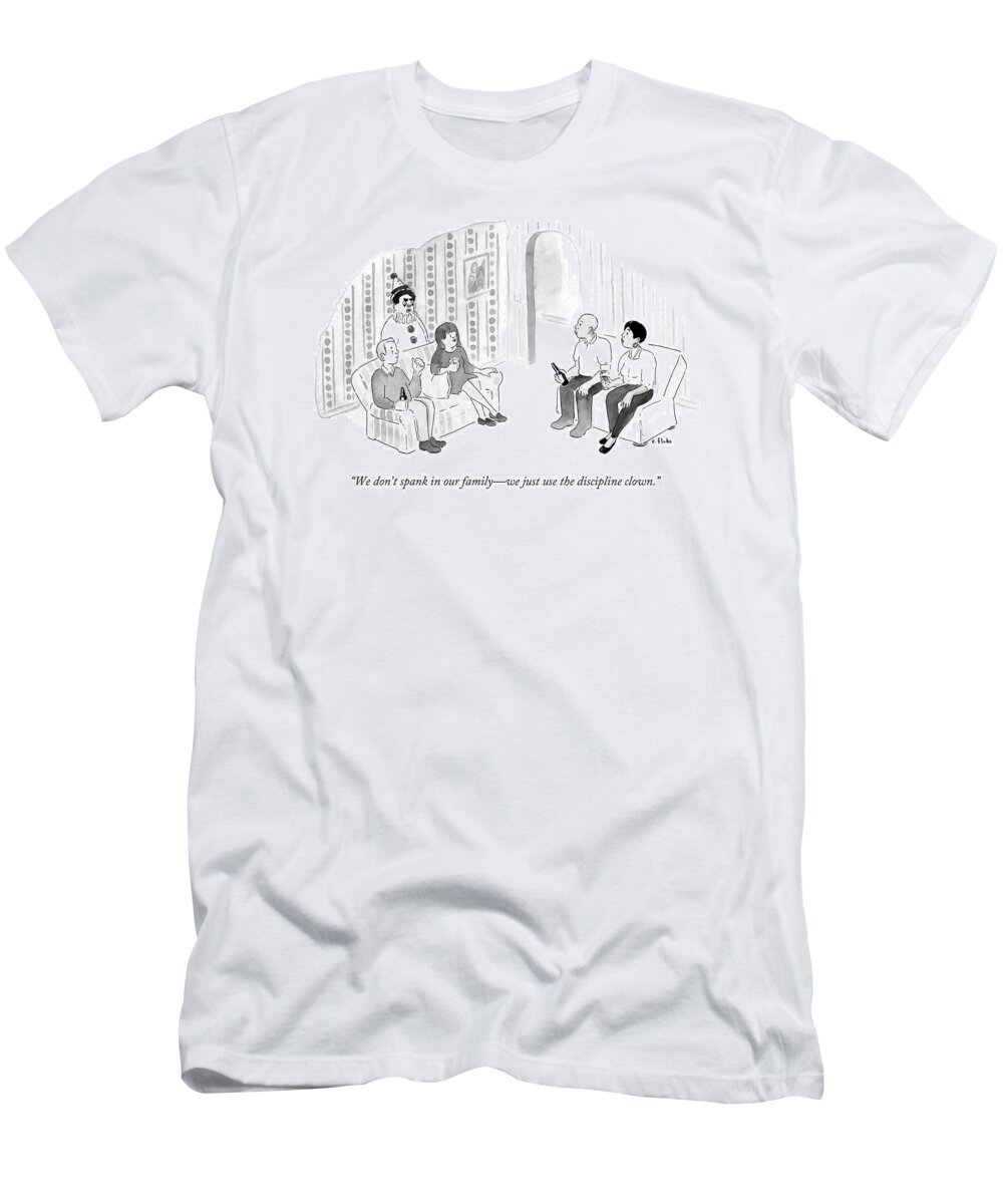 Punishment T-Shirt featuring the drawing A Couple On A Couch Gesturing To The Terrifying by Emily Flake