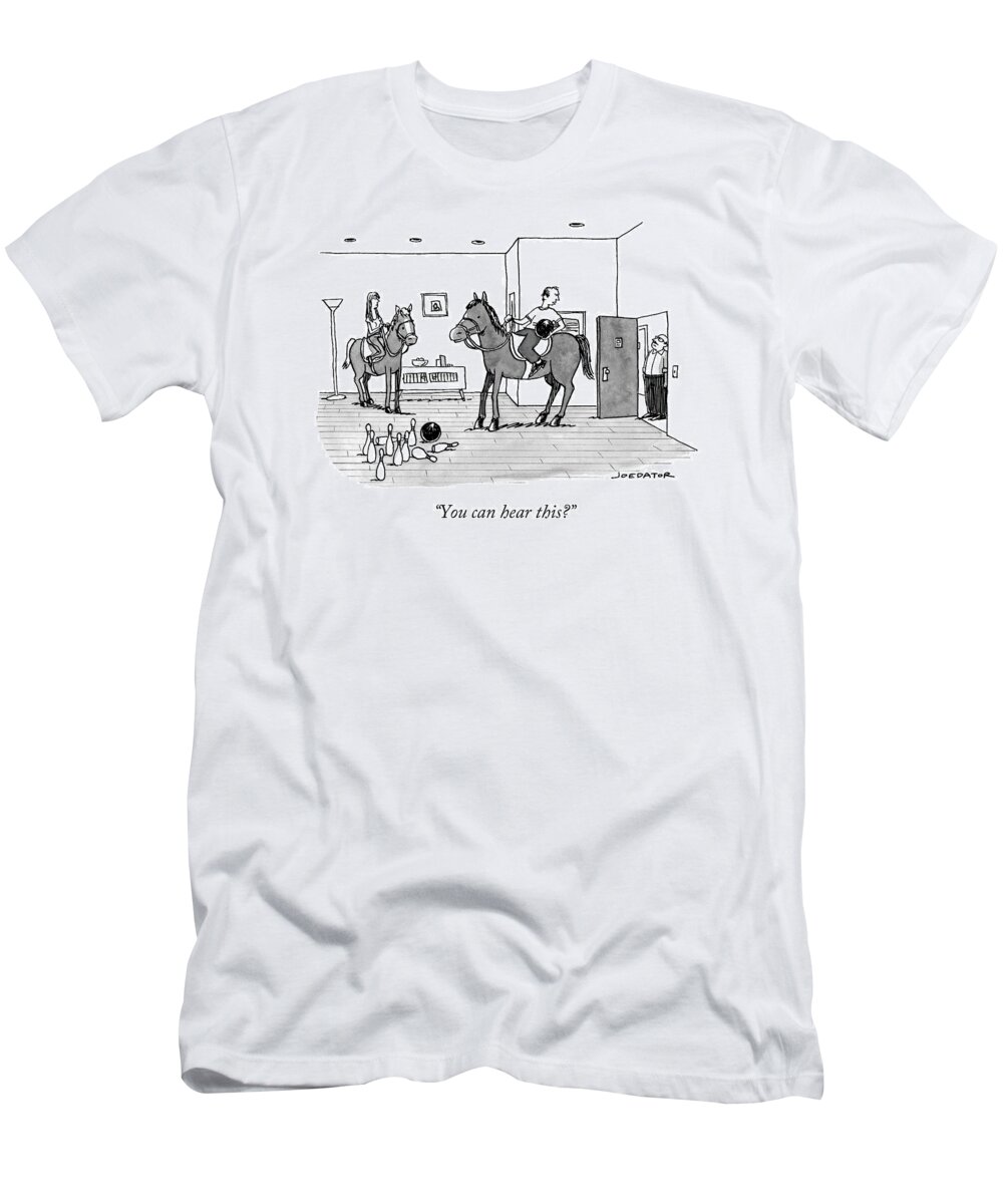 Horses T-Shirt featuring the drawing A Couple On Horseback by Joe Dator