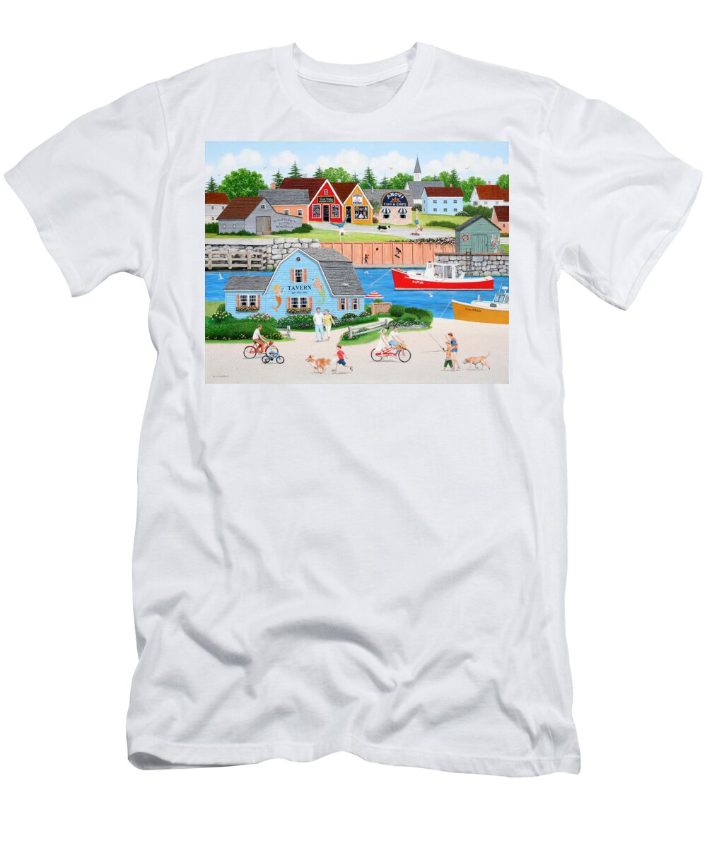 Seascape T-Shirt featuring the painting A Day with Dad by Wilfrido Limvalencia
