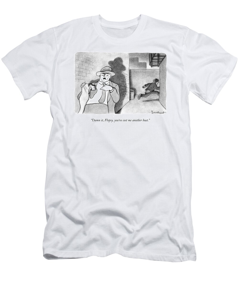 Detective T-Shirt featuring the drawing A Detective Opens His Jacket Pocket To Find by David Borchart