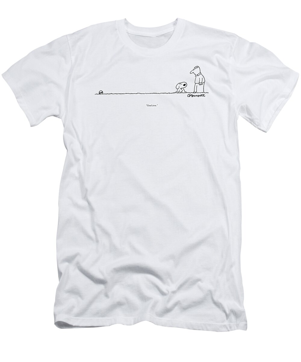 Dogs T-Shirt featuring the drawing A Dog Speaks To A Man by Charles Barsotti