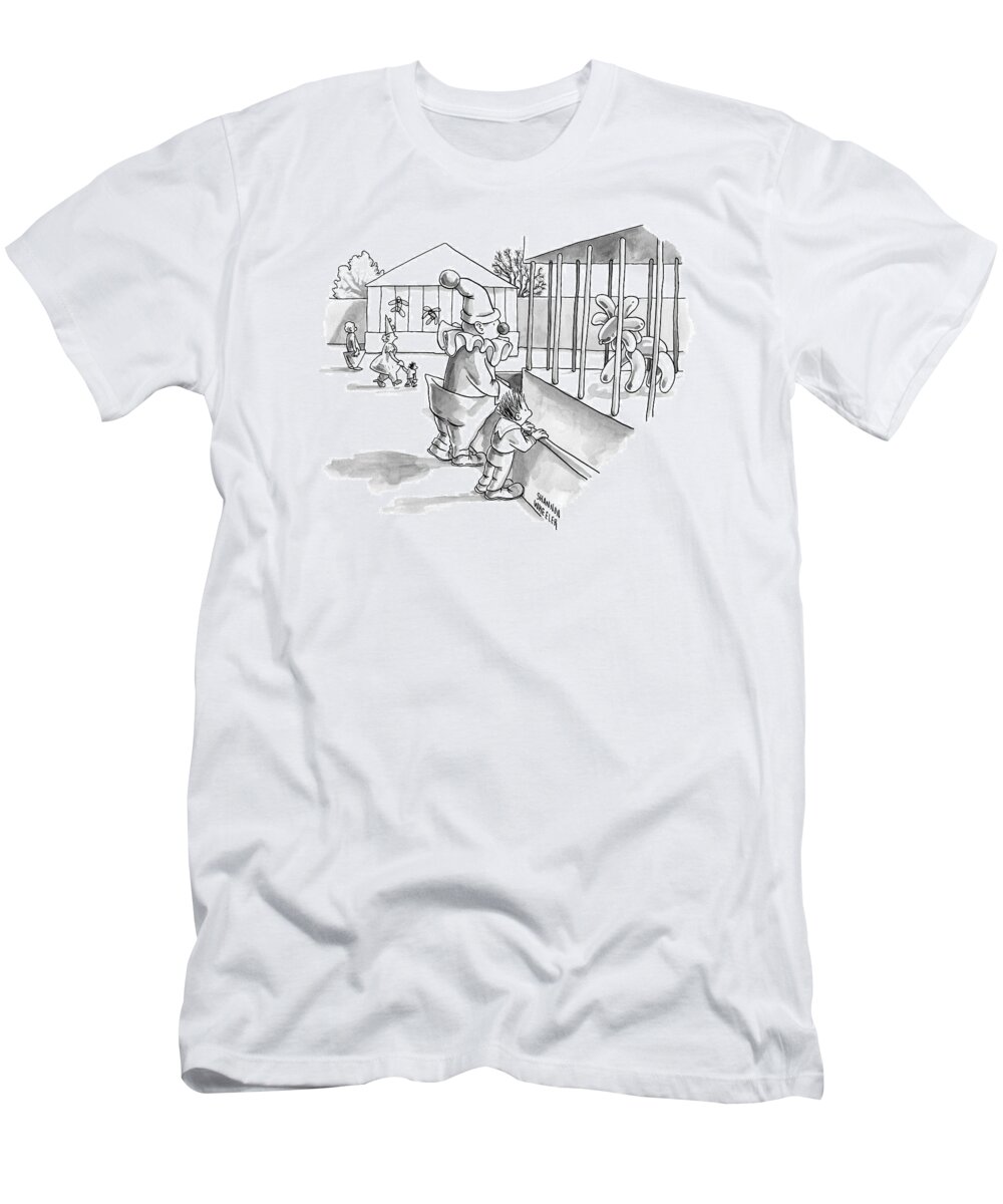 Captionless T-Shirt featuring the drawing A Father And Son by Shannon Wheeler