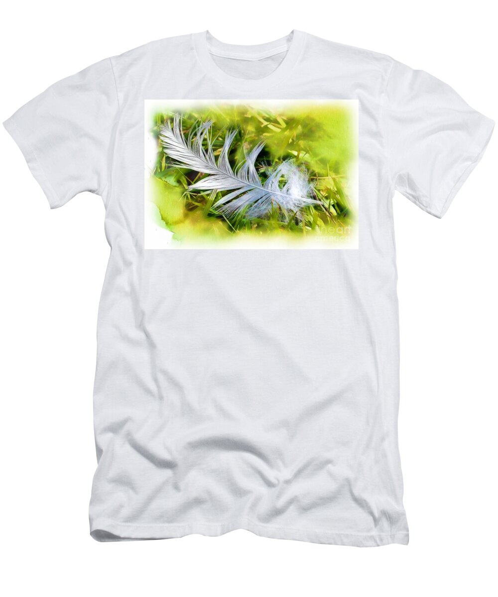 Grass T-Shirt featuring the photograph A Feather . . . by Judi Bagwell